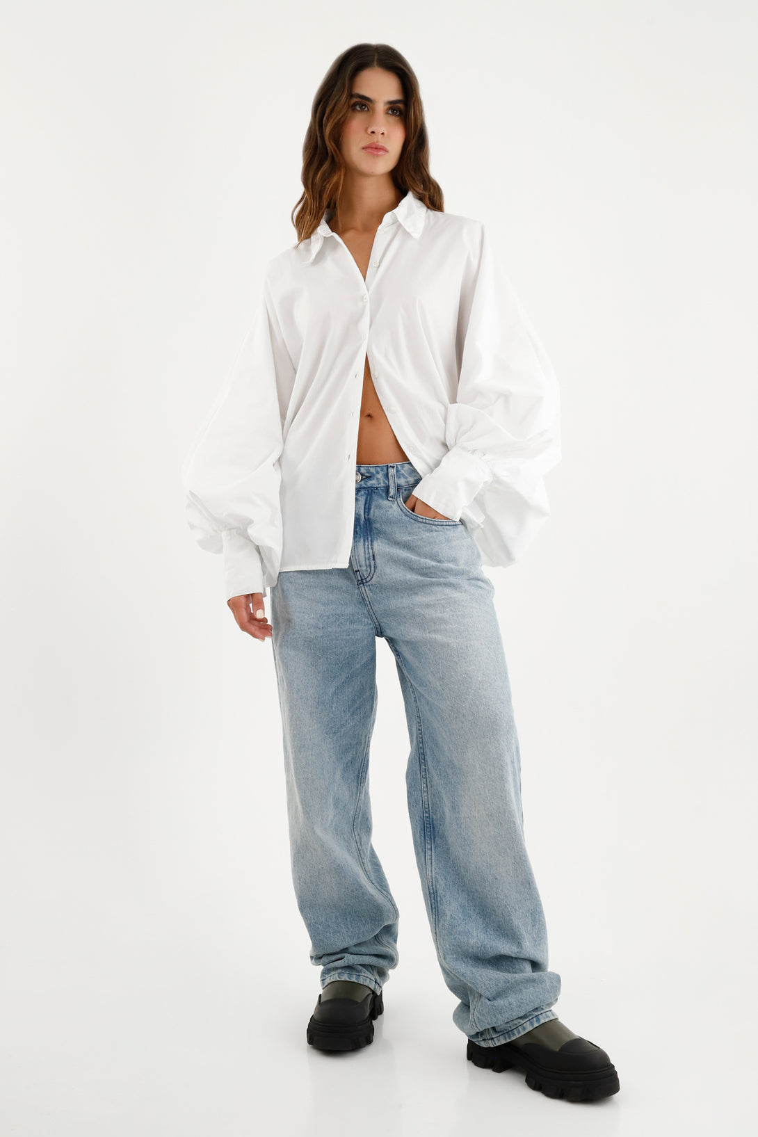 Women's White Batwing Sleeve Shirt