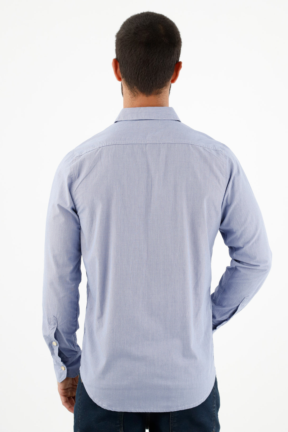 Camisa con mini raqueta bordada azul para hombre