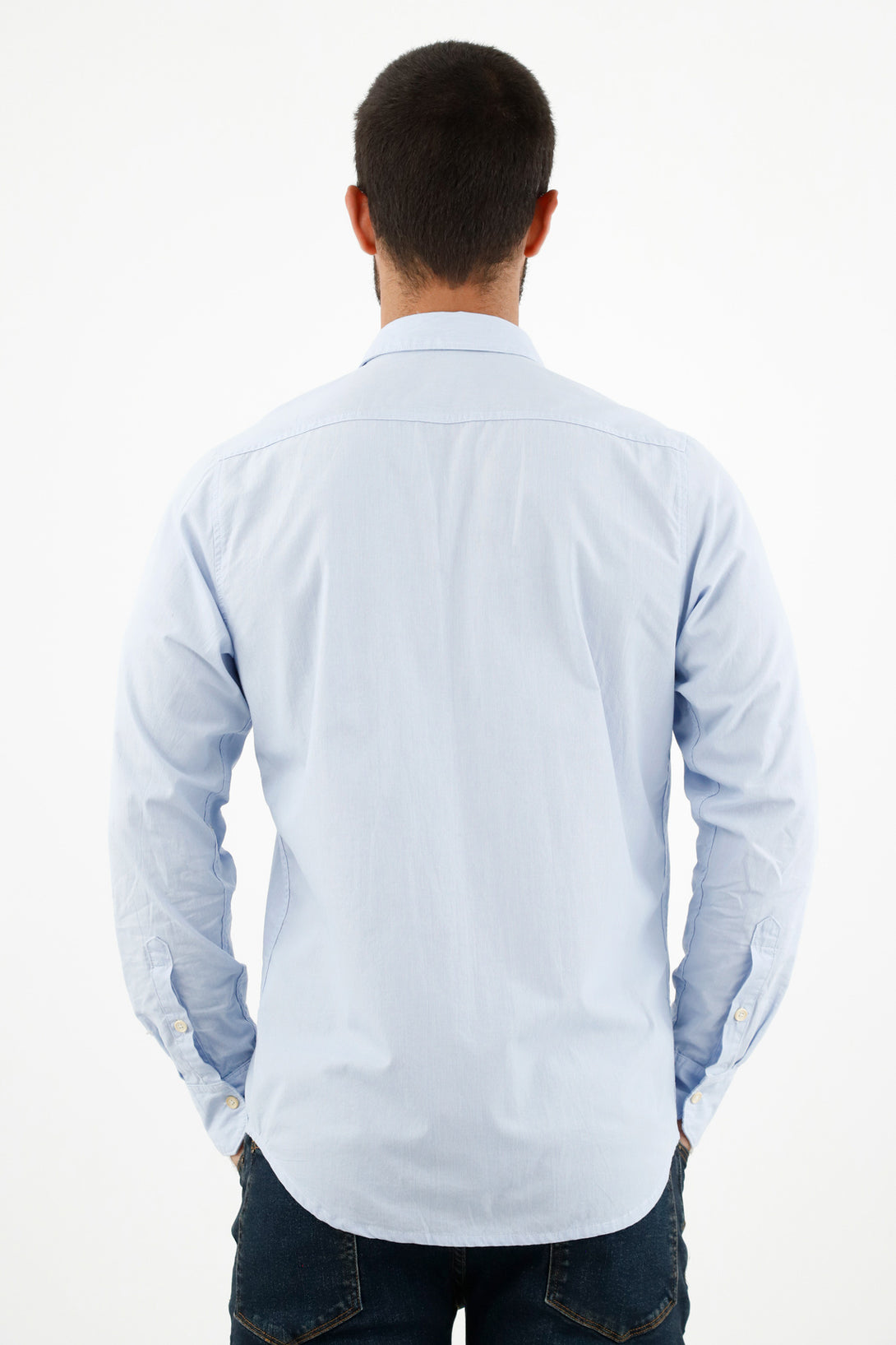 Camisa azul clásica para hombre