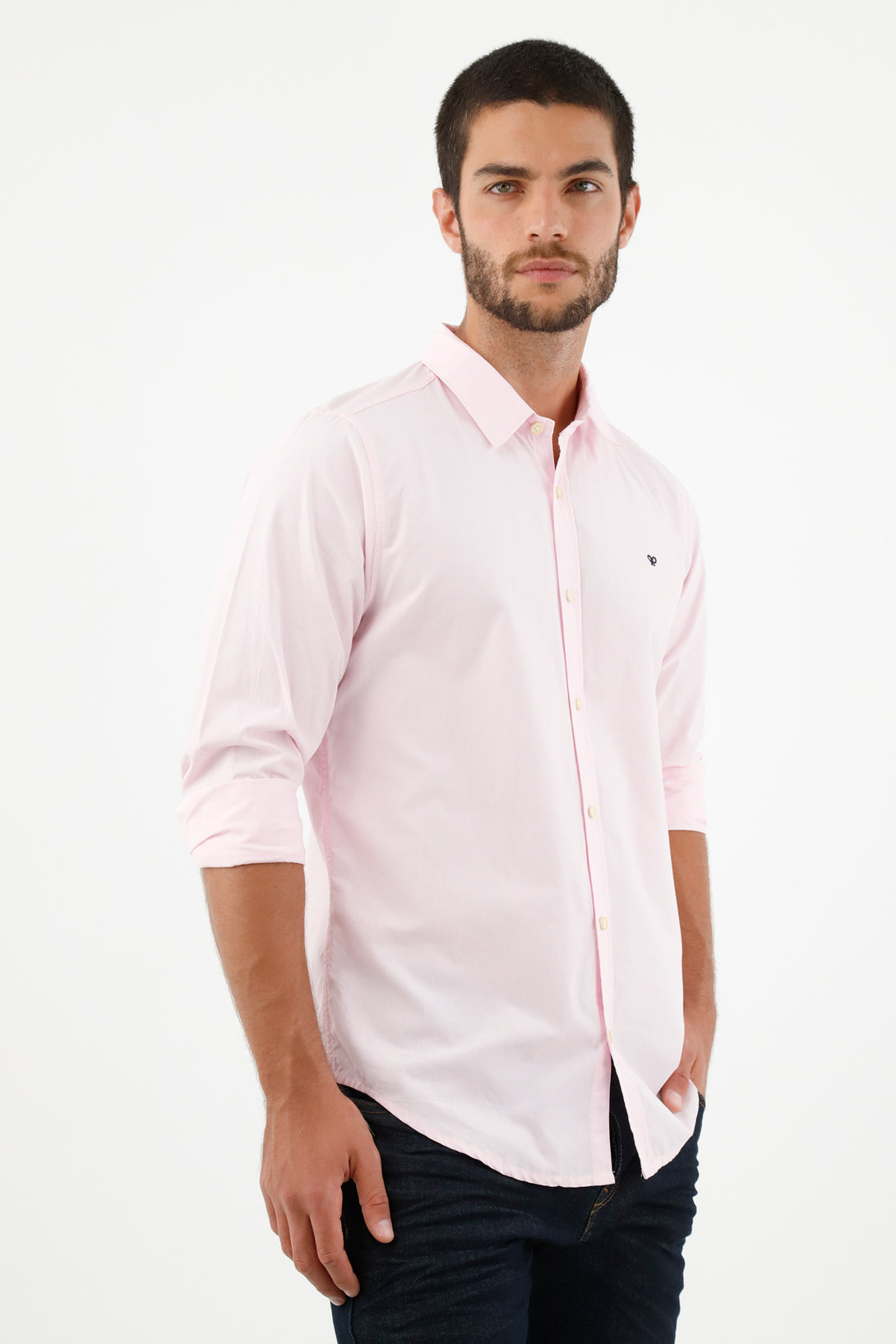 Camisa rosada clasica para hombre