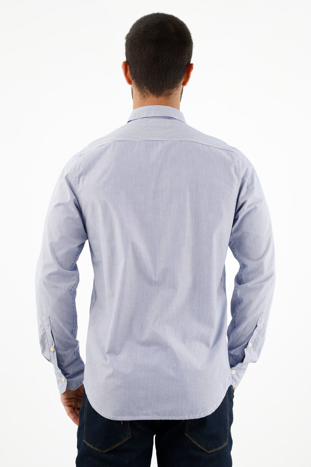 Camisa preteñida azul para hombre