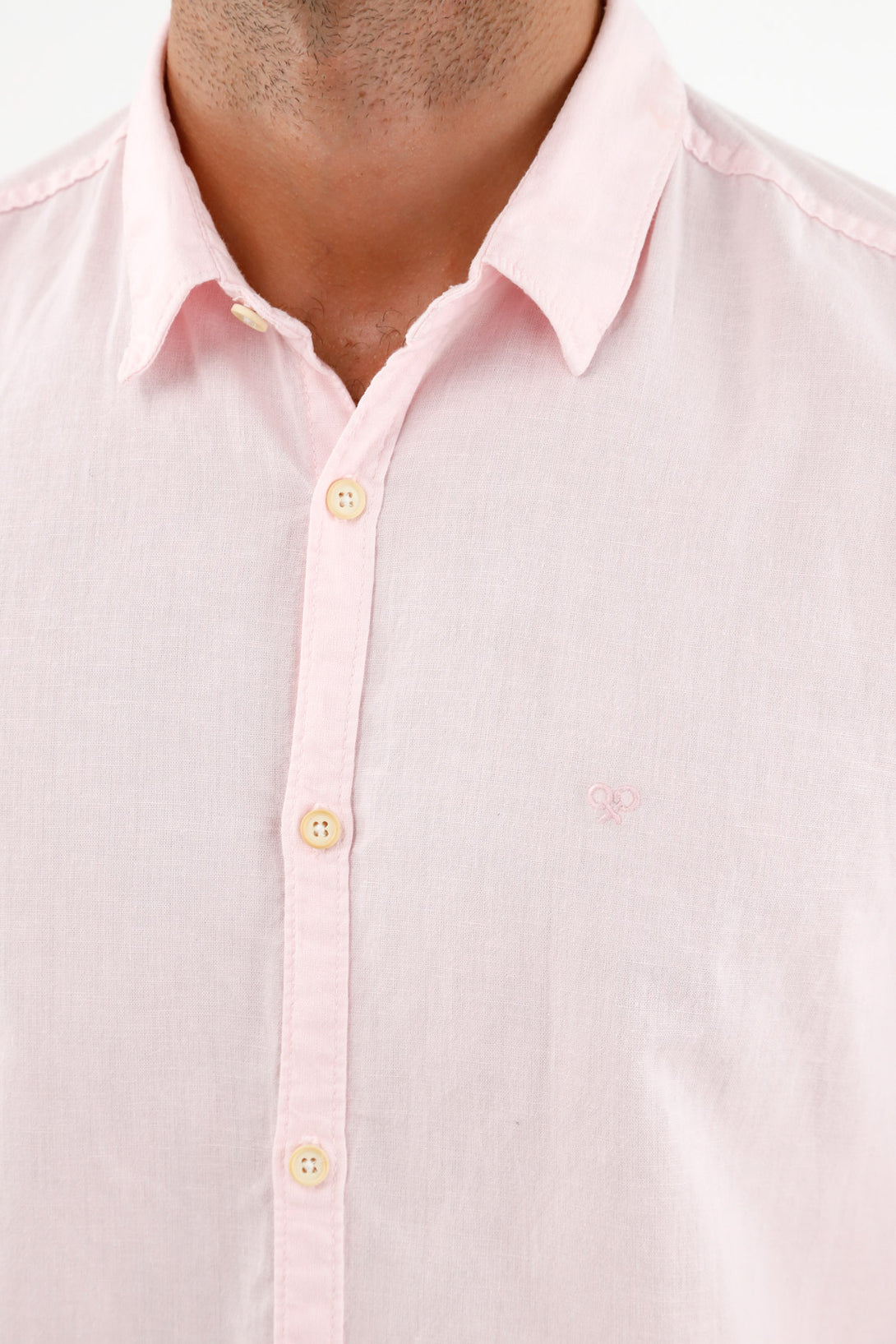 Camisa cuello clásico rosada para hombre