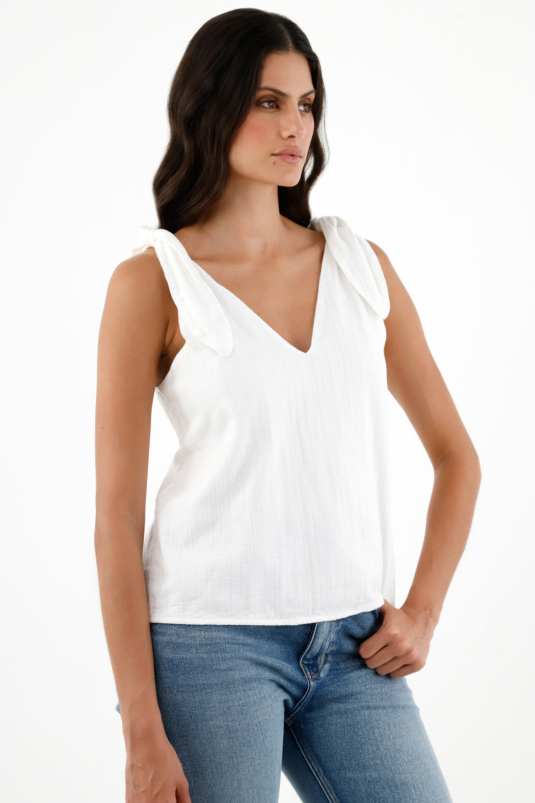 Women's White Sleeveless Shirt