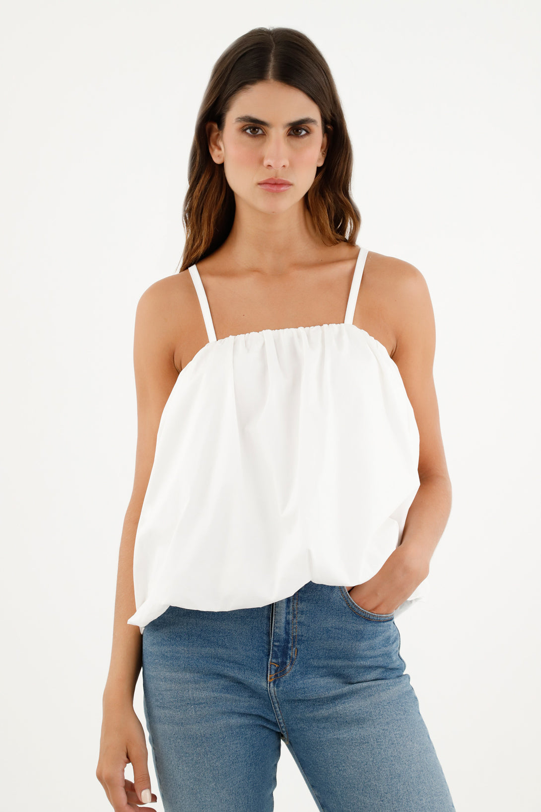 Women's White Adjustable Strap Shirt