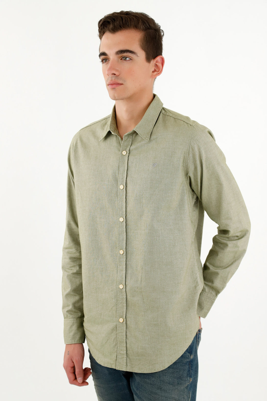 Men's Green French Collar Shirt