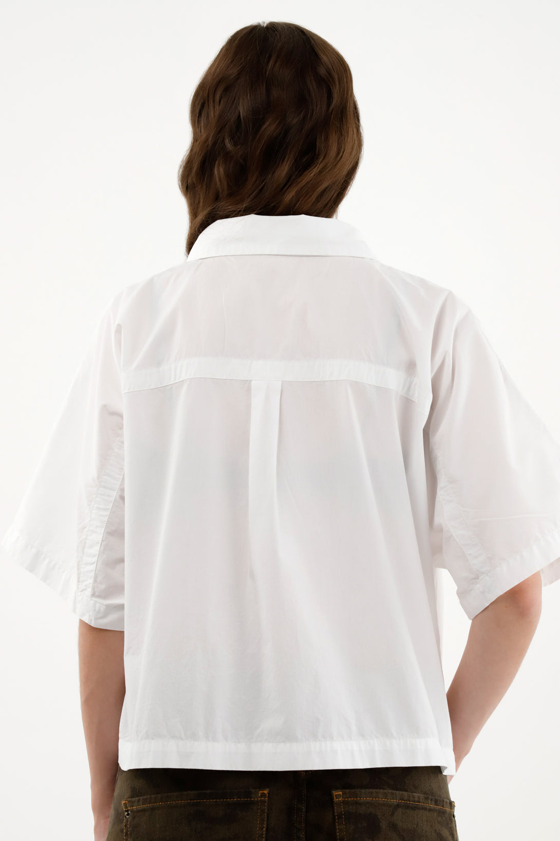 Camisa blanca en popelina para mujer