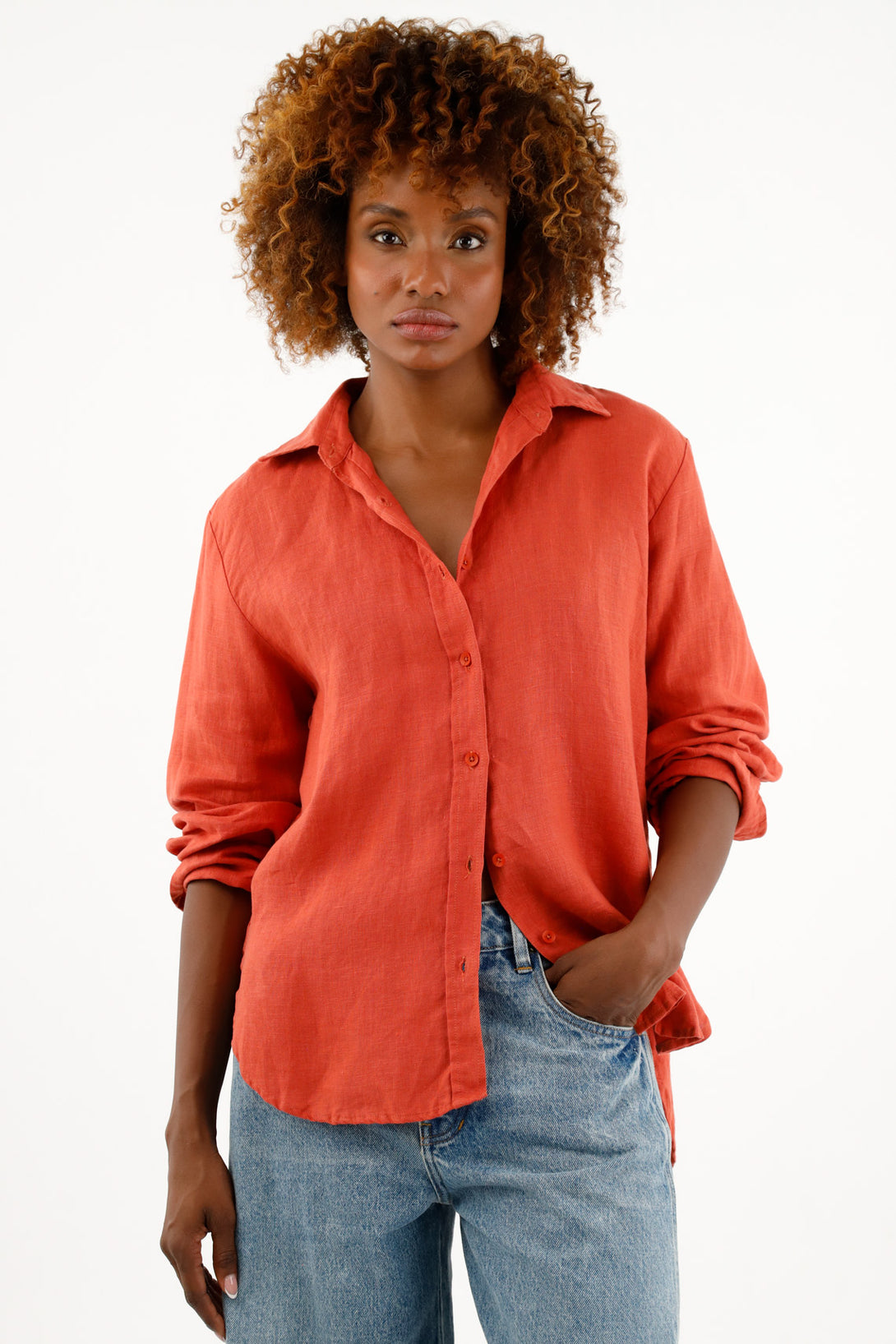 Women's Orange Long Sleeve Shirt