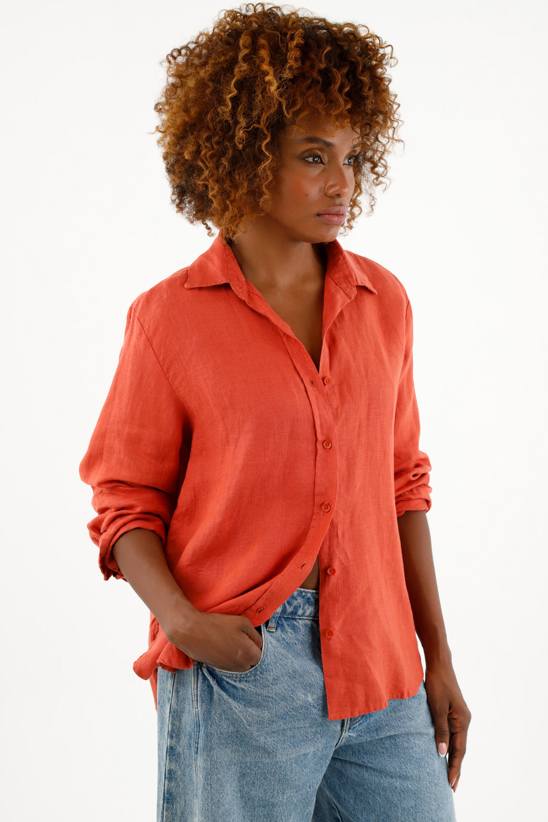 Women's Orange Long Sleeve Shirt