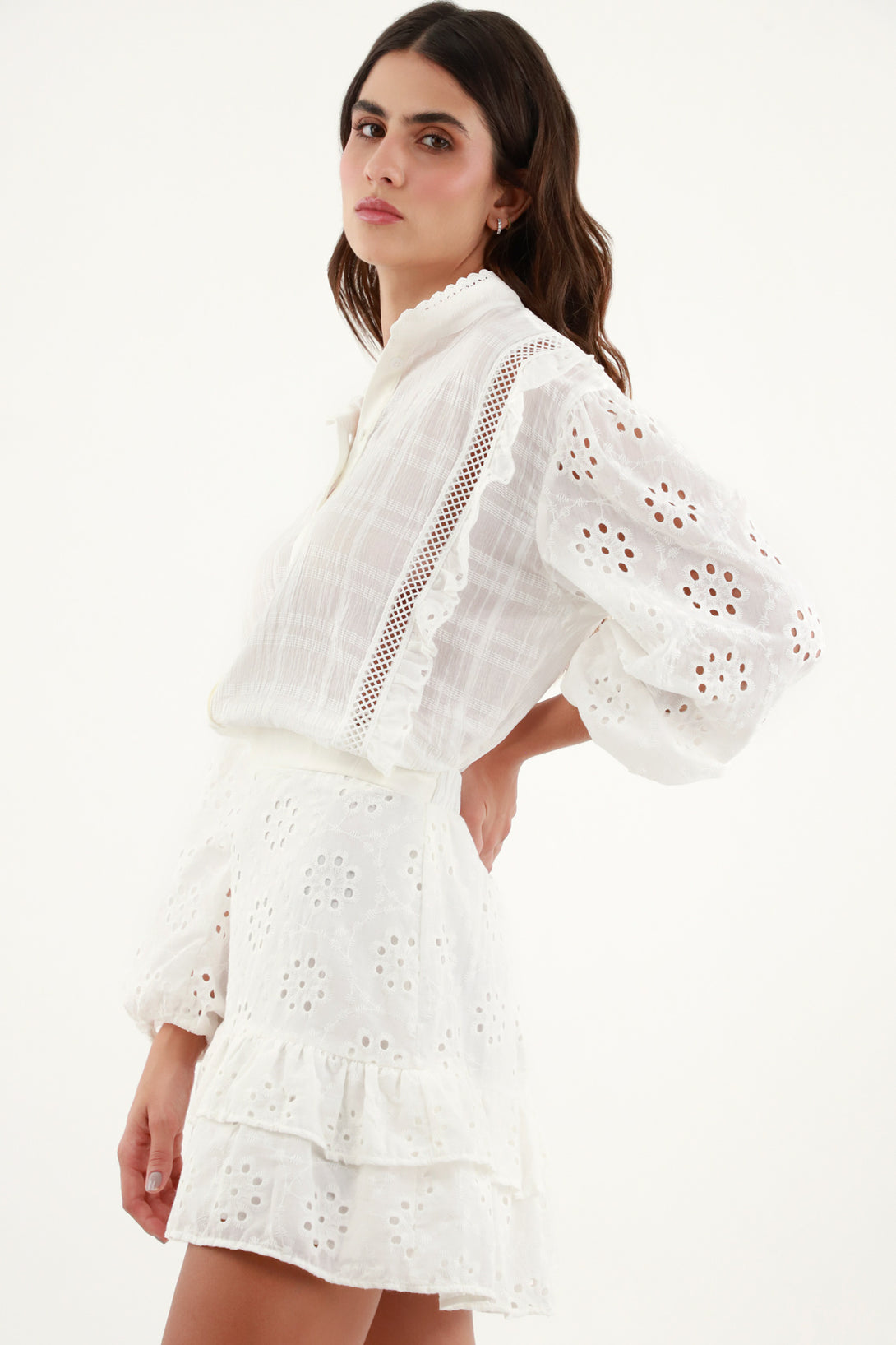 Women's White Eyelet Shirt