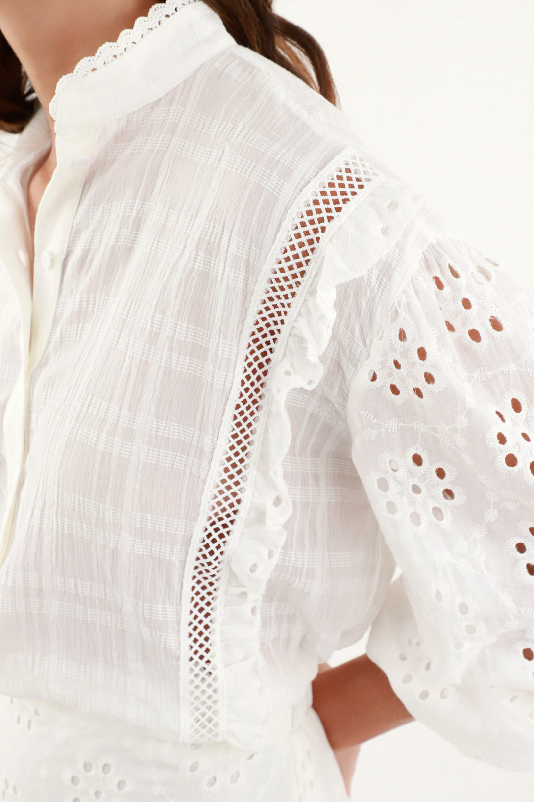 Women's White Eyelet Shirt