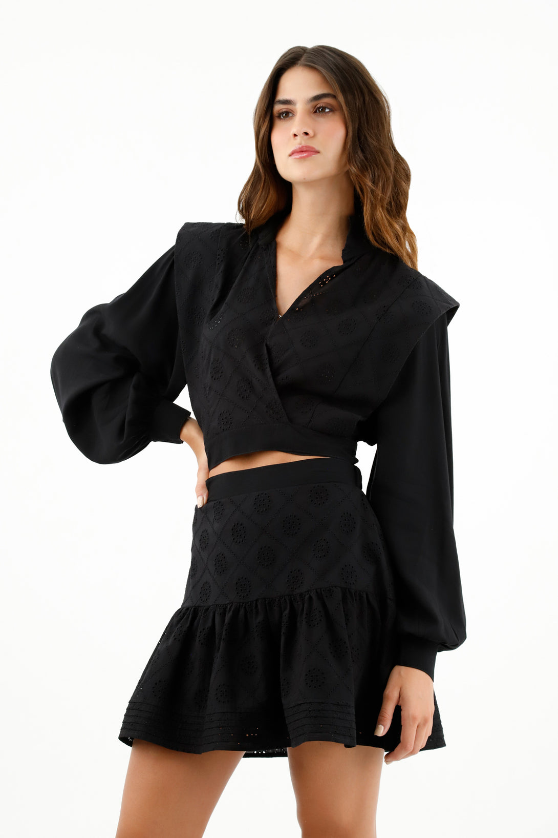 Women's Black Cut-Out Detail Shirt