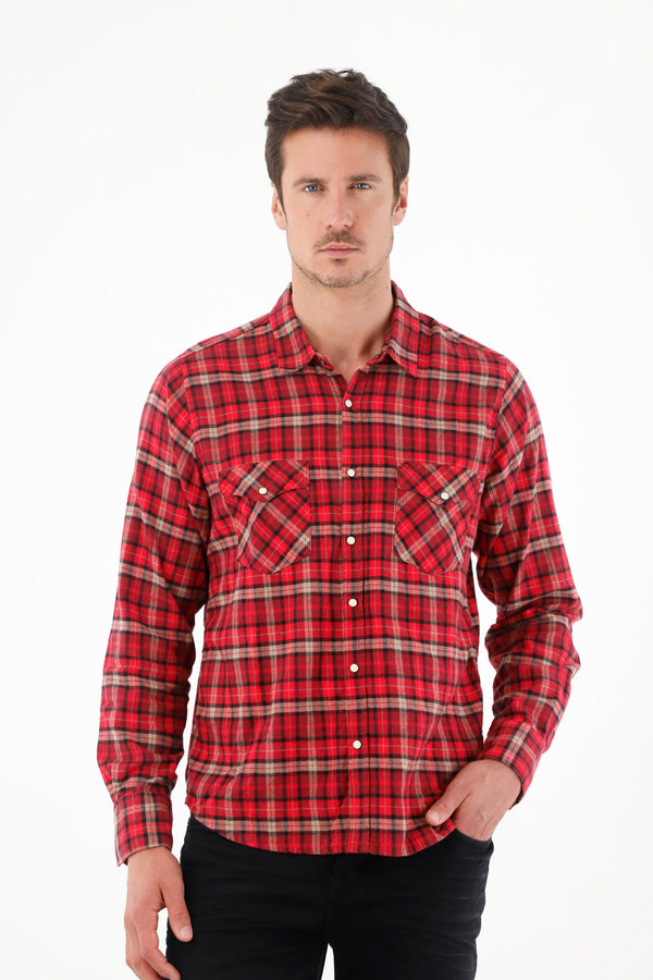 Men's Red Flannel Shirt