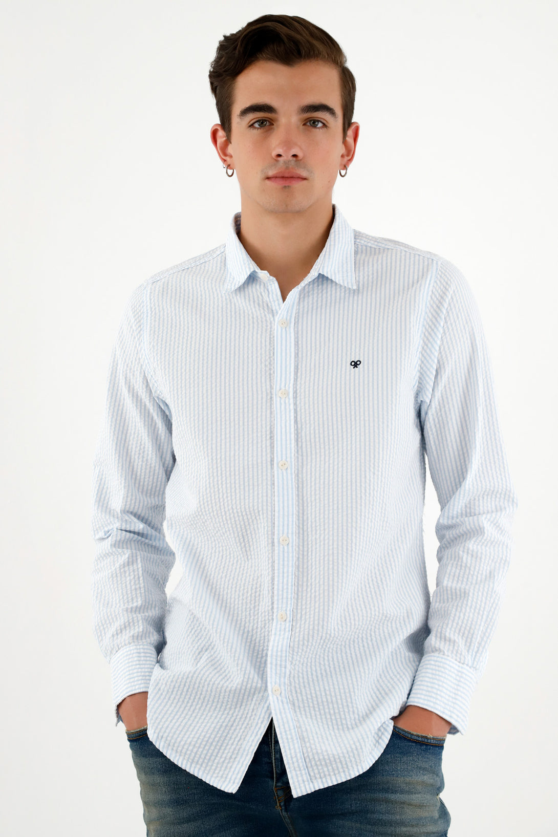 Men's Blue Striped Design Shirt