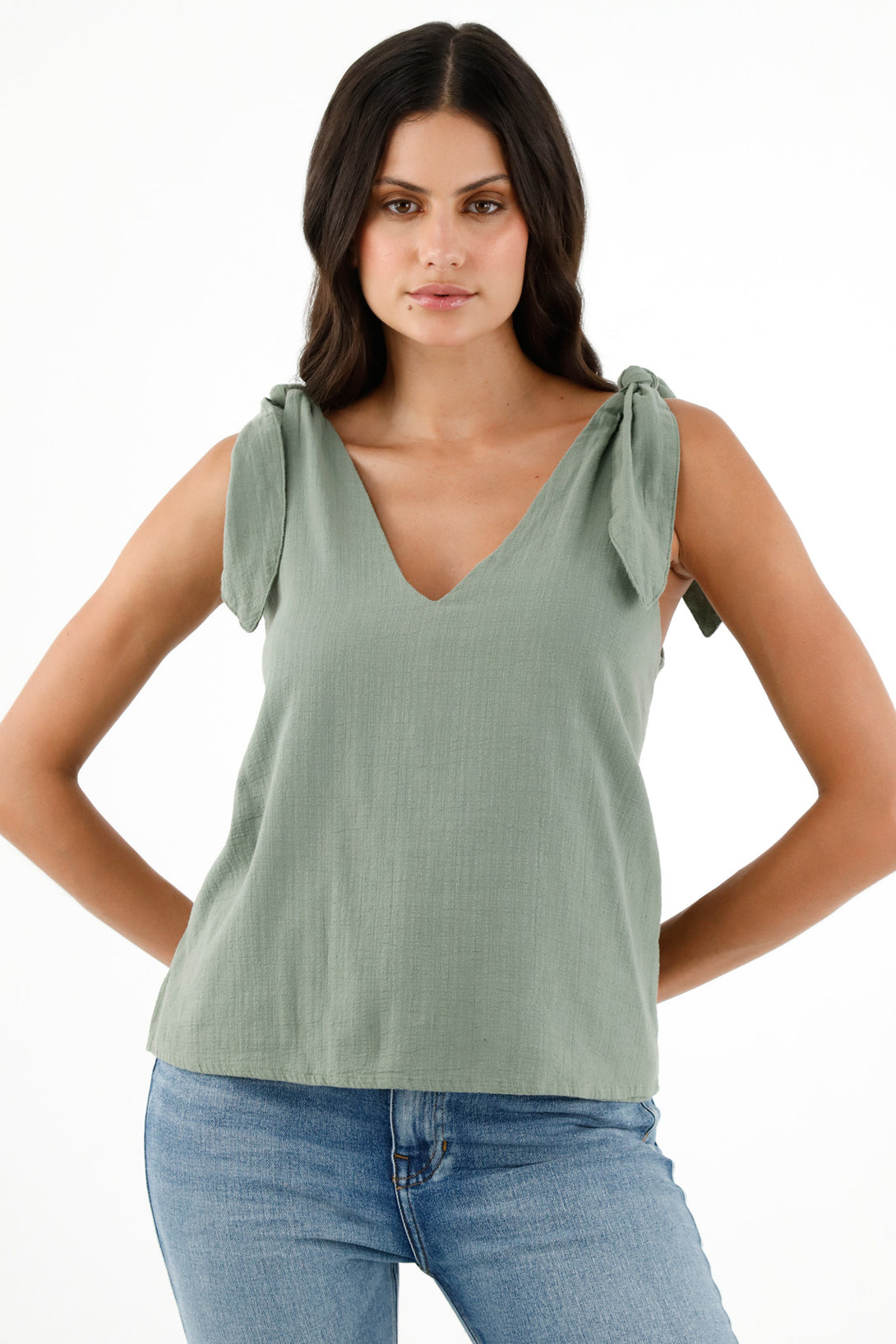 Women's Green Sleeveless Shirt