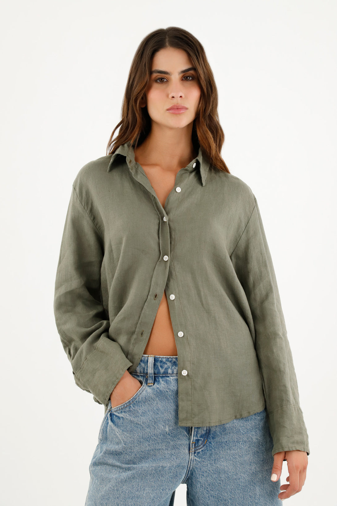 Women's Green Long Sleeve Shirt