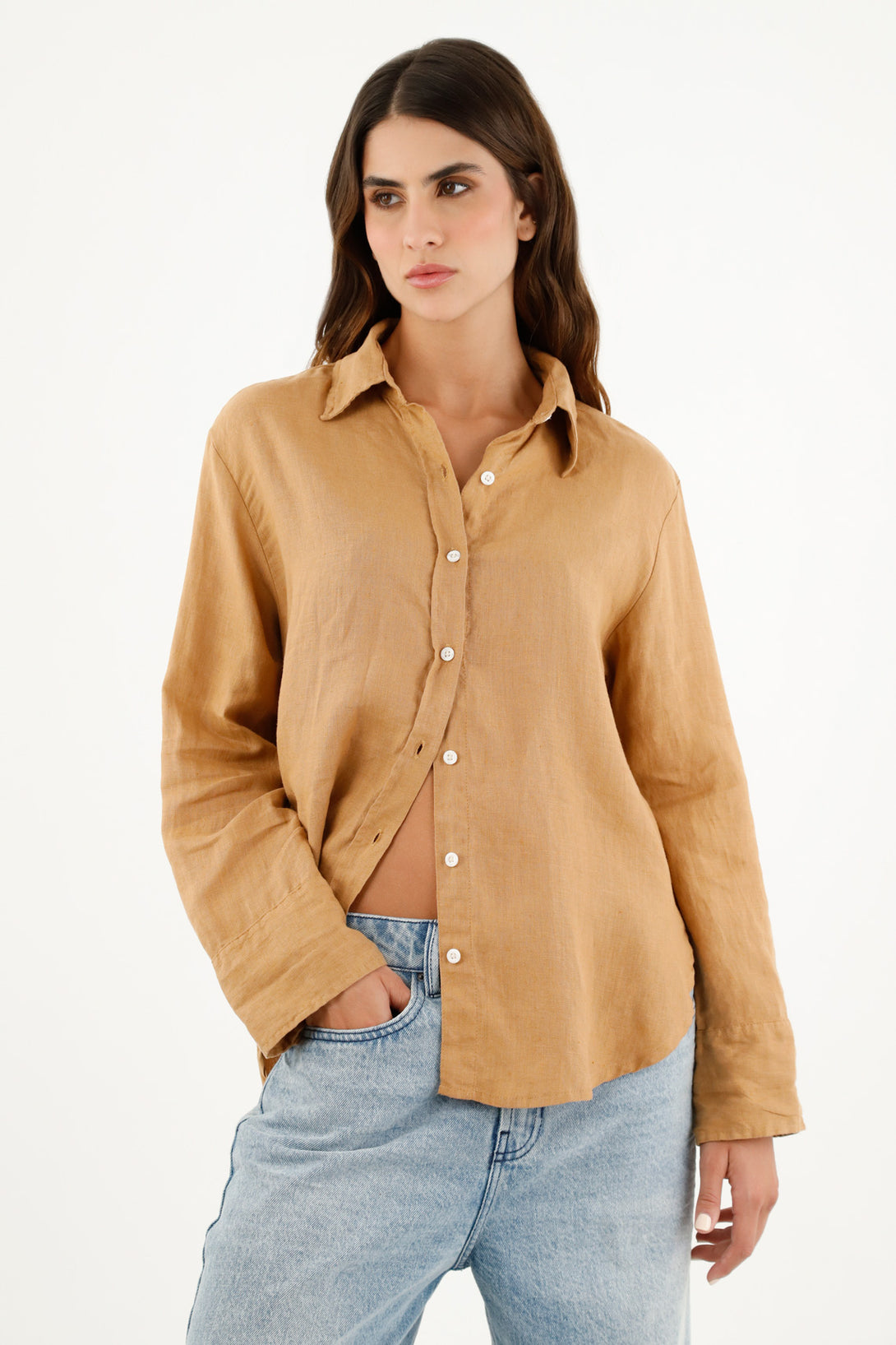 Women's Brown Long Sleeve Shirt