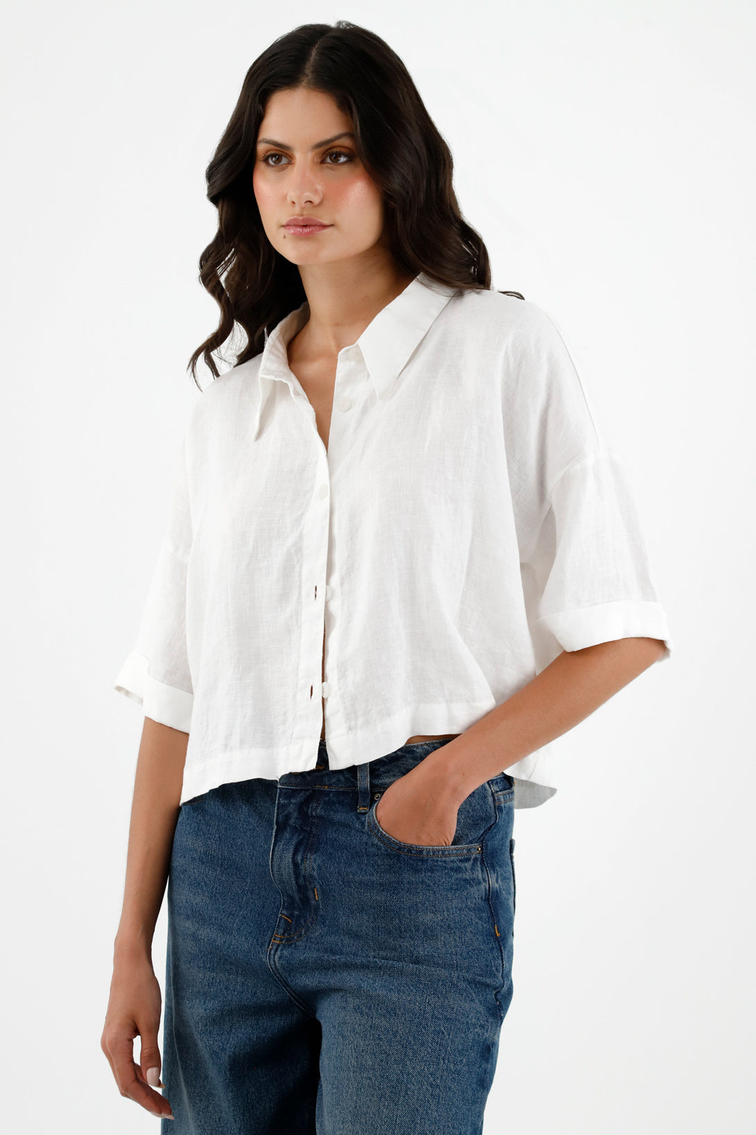 Camisa blanca oversize para mujer