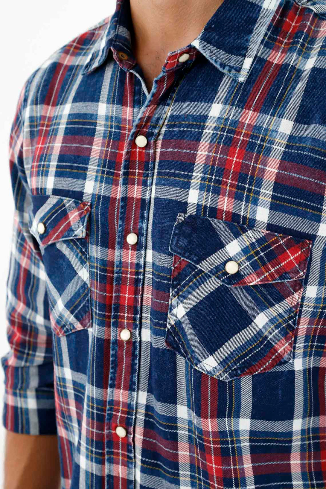 Camisa tipo leñadora azul para hombre