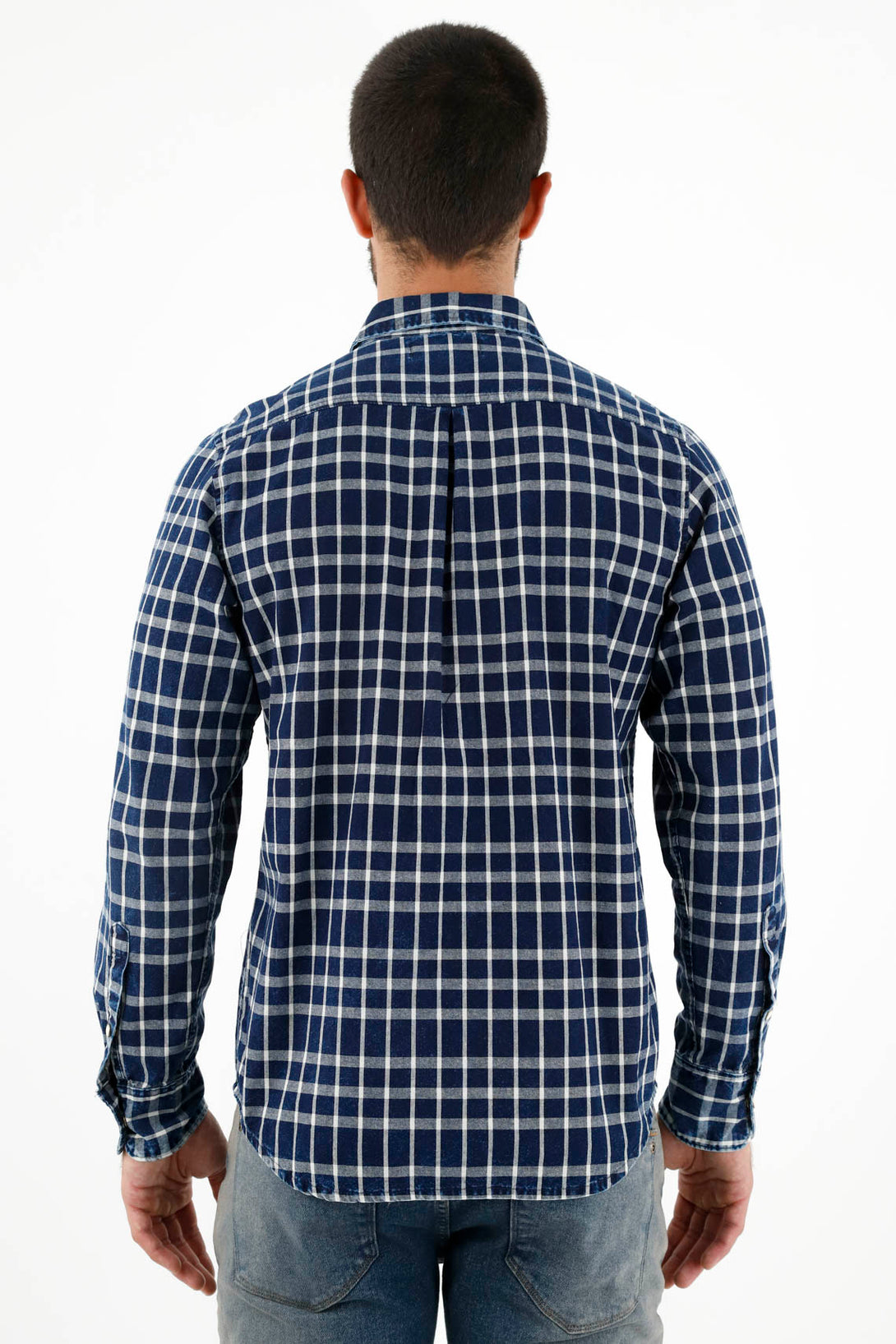 Camisa tipo leñadora azul para hombre