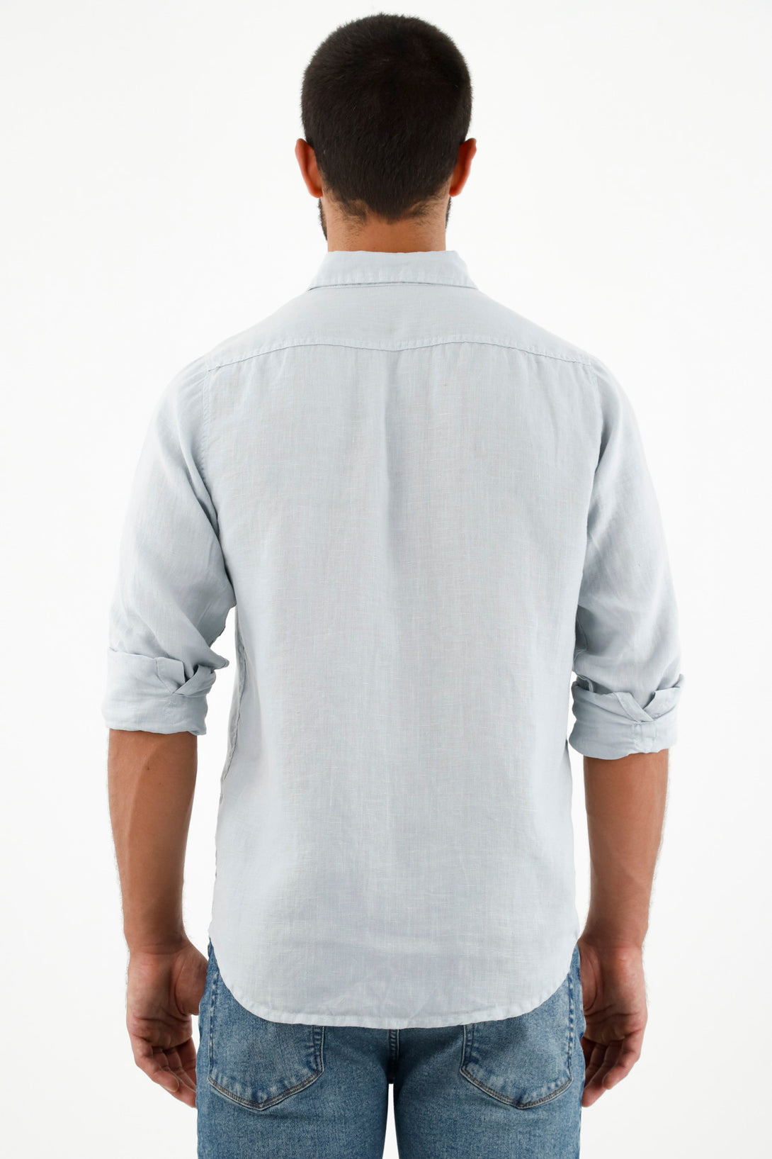 Camisa en lino azul para hombre