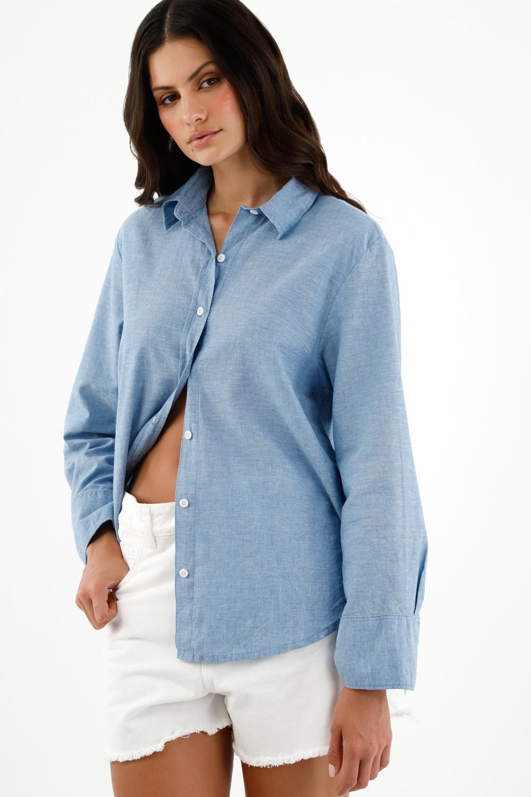 Women's Blue Long Sleeve Shirt