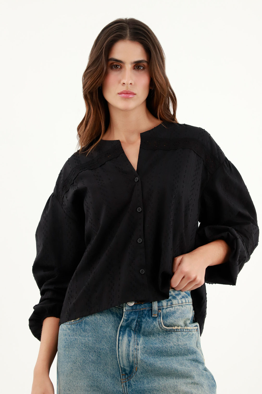 Women's Black Long Sleeve Shirt