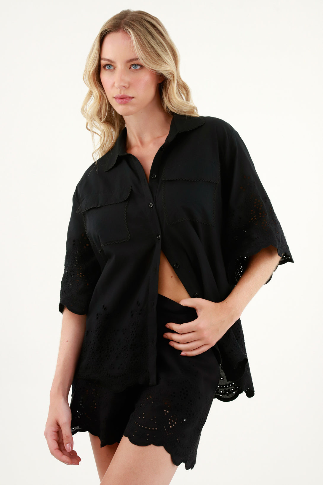 Women's Black Short Sleeve Shirt