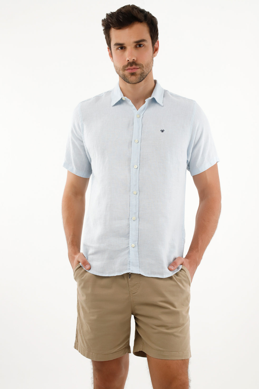 Men's Blue Linen Shirt