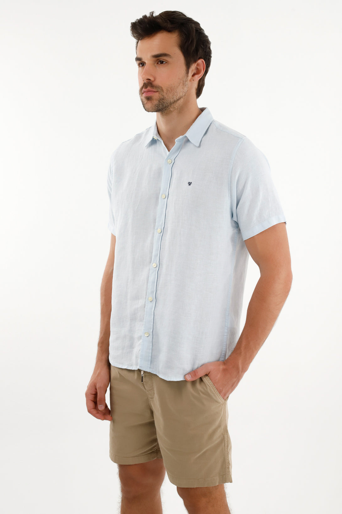 Men's Blue Linen Shirt