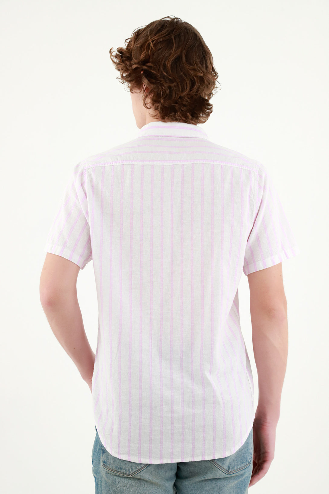 Men's Pink Striped Pre-dyed Shirt