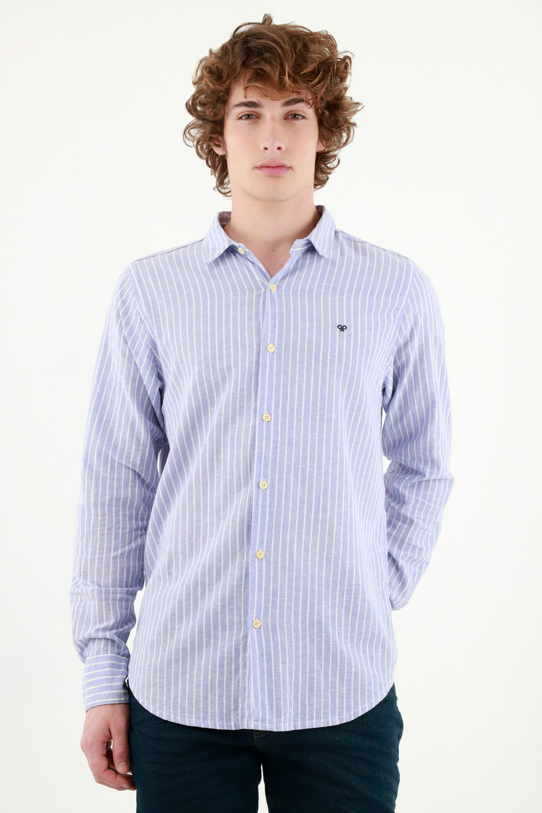 Men's Blue French Collar Shirt