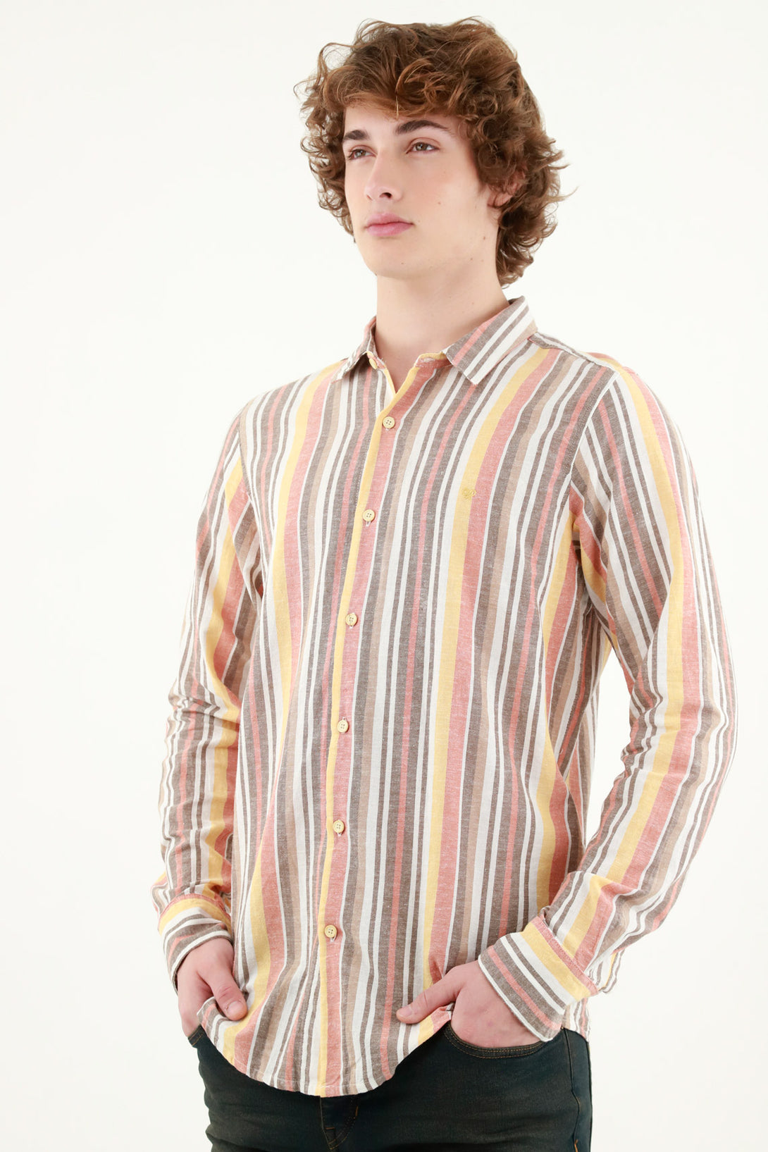 Camisa cuello francés a rayas para hombre