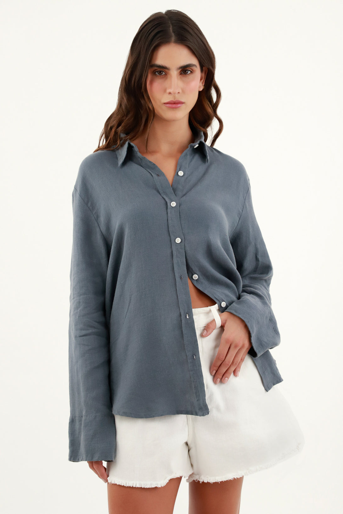 Women's Blue Linen Shirt