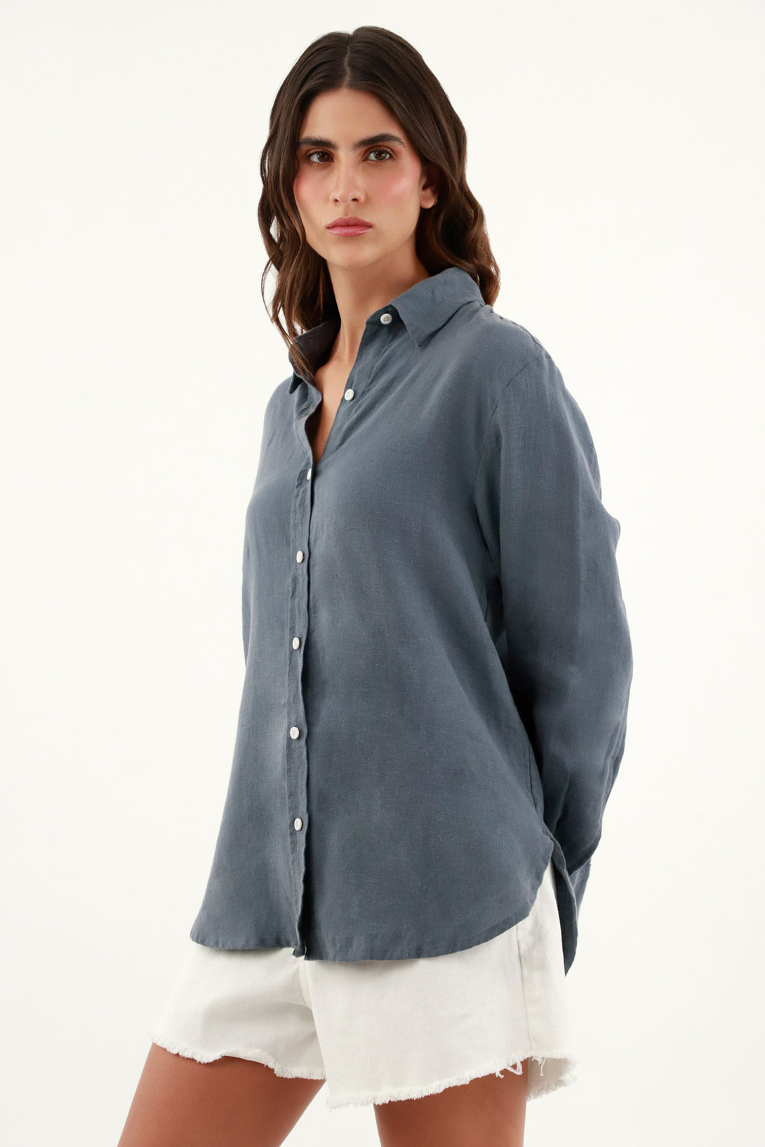 Women's Blue Linen Shirt