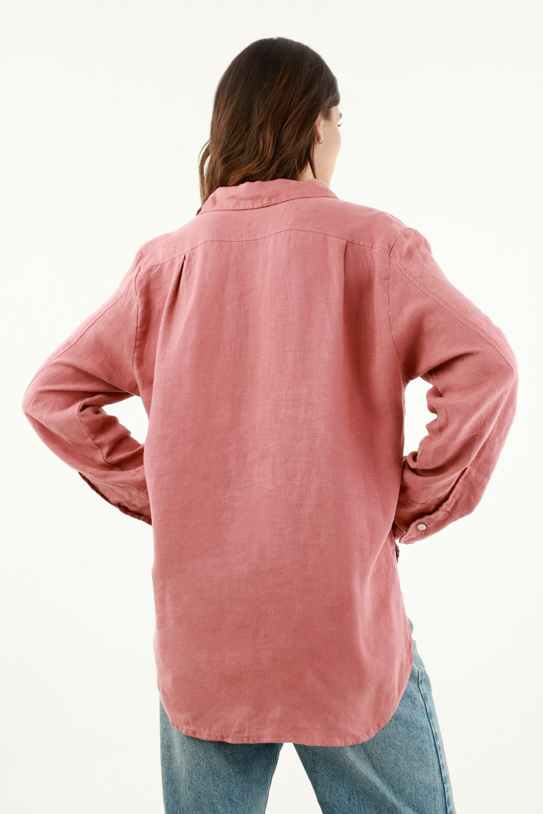 Women's Orange Linen Shirt