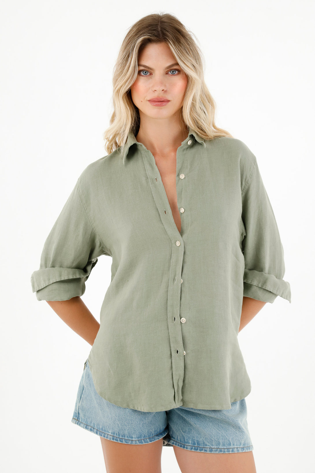 Women's Green Linen Shirt