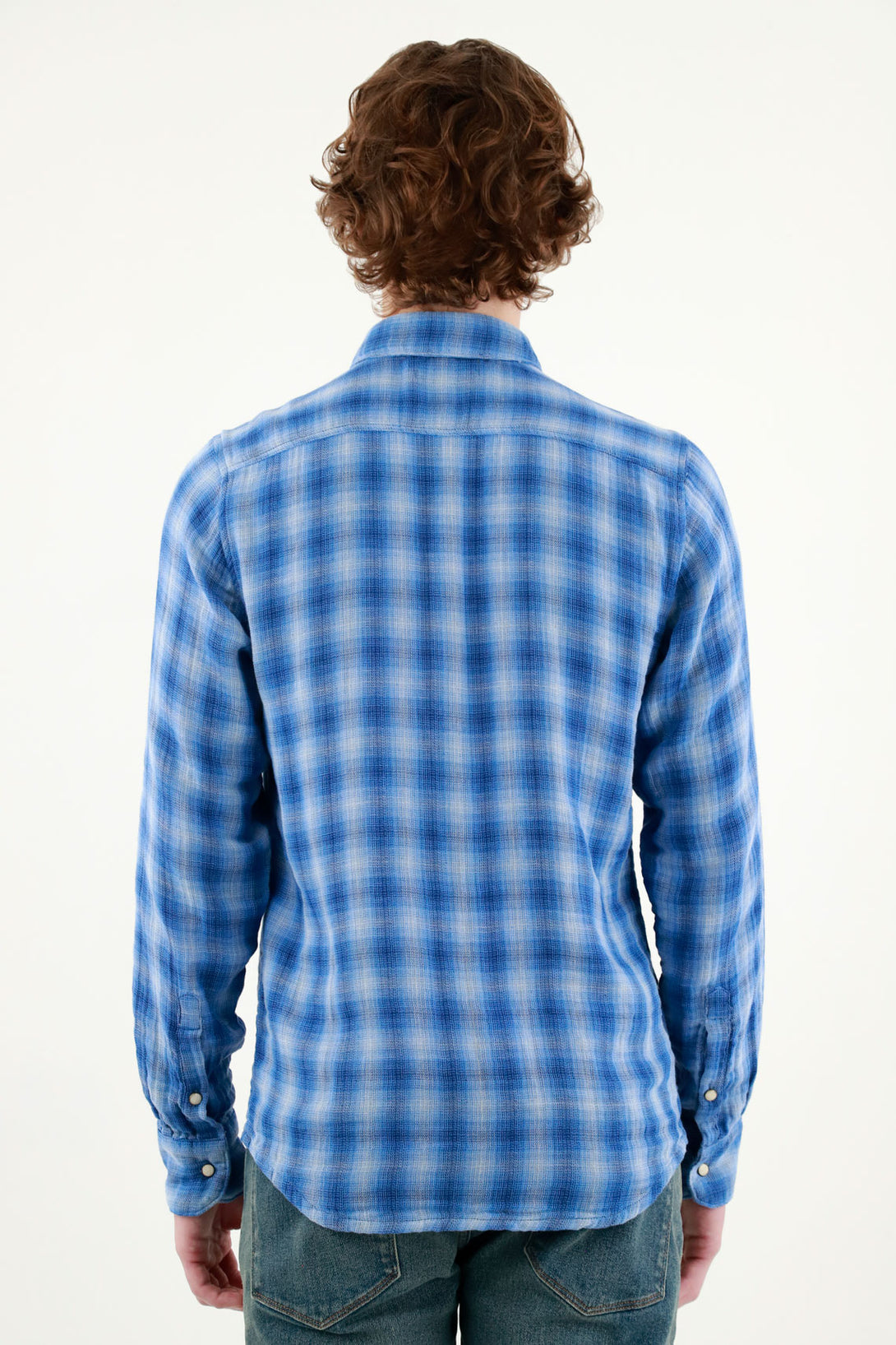 Camisa leñadora azul para hombre