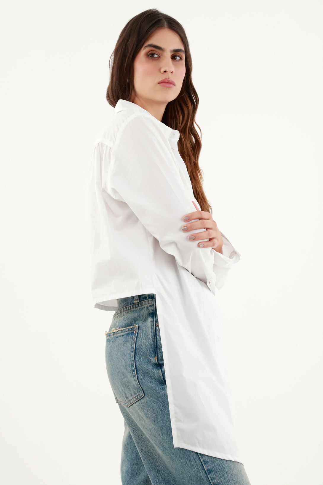 Women's White Patch Pocket Shirt