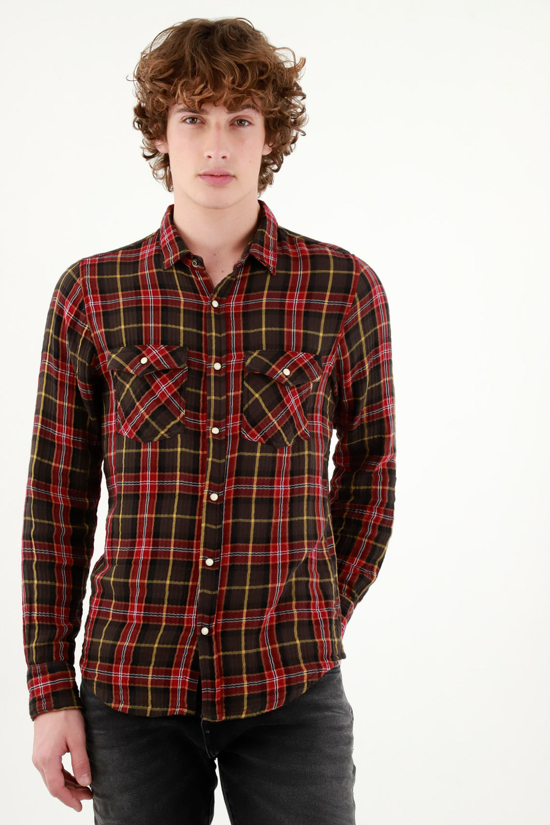 Camisa leñadora roja para hombre