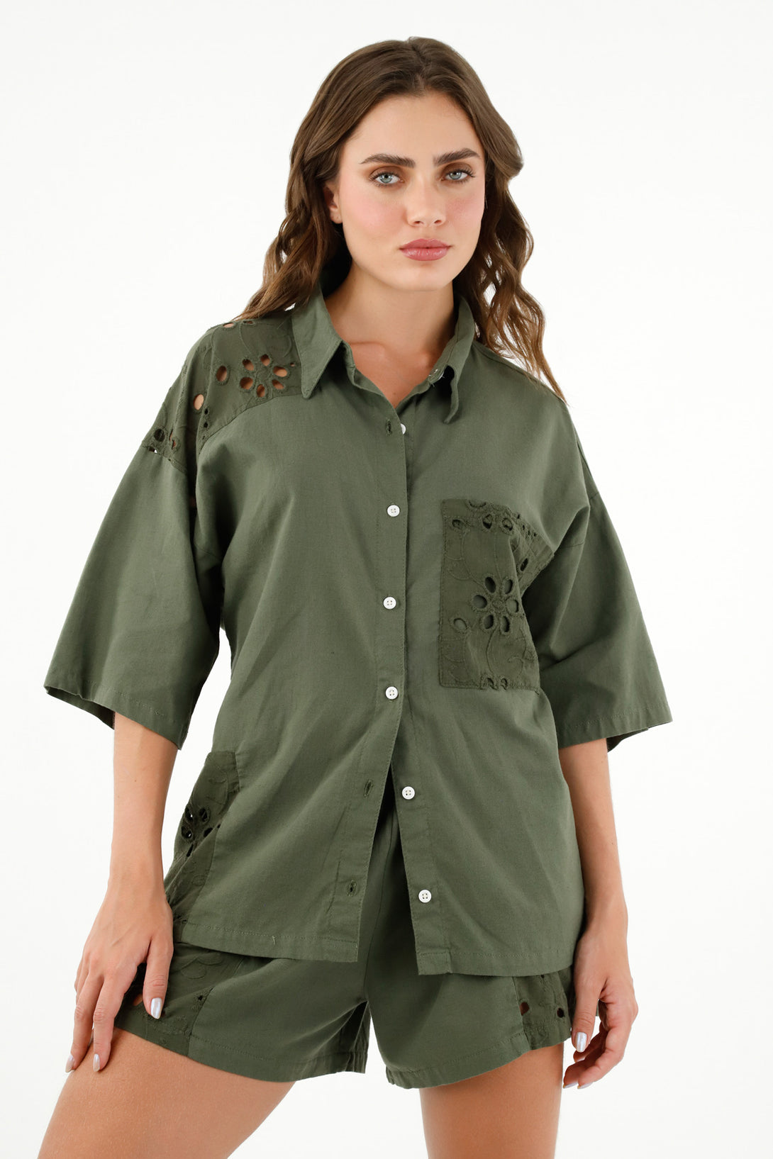 Women's Green Bowling Shirt