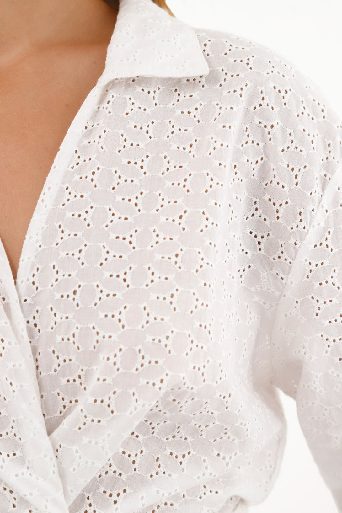 Women's White Eyelet Shirt