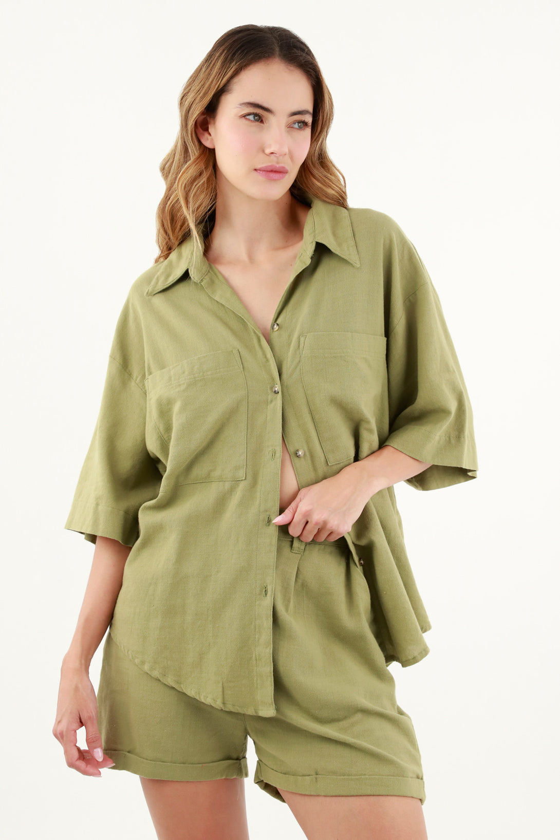 Women's Green Patch Pocket Shirt