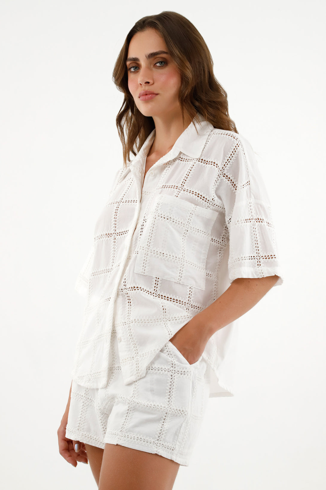 Women's Ecru Embroidered Shirt