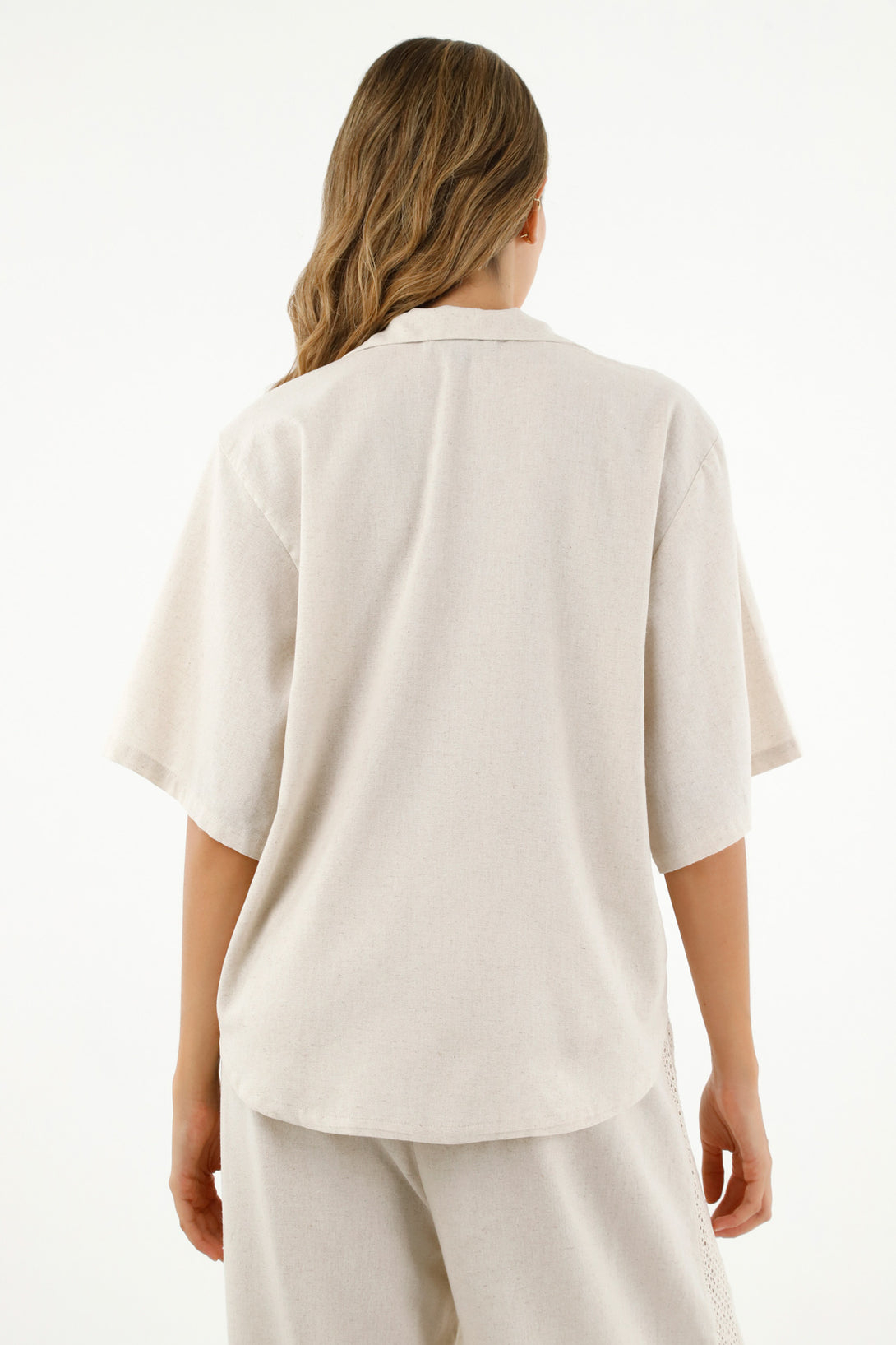 Women's Ecru Asymmetric Shirt