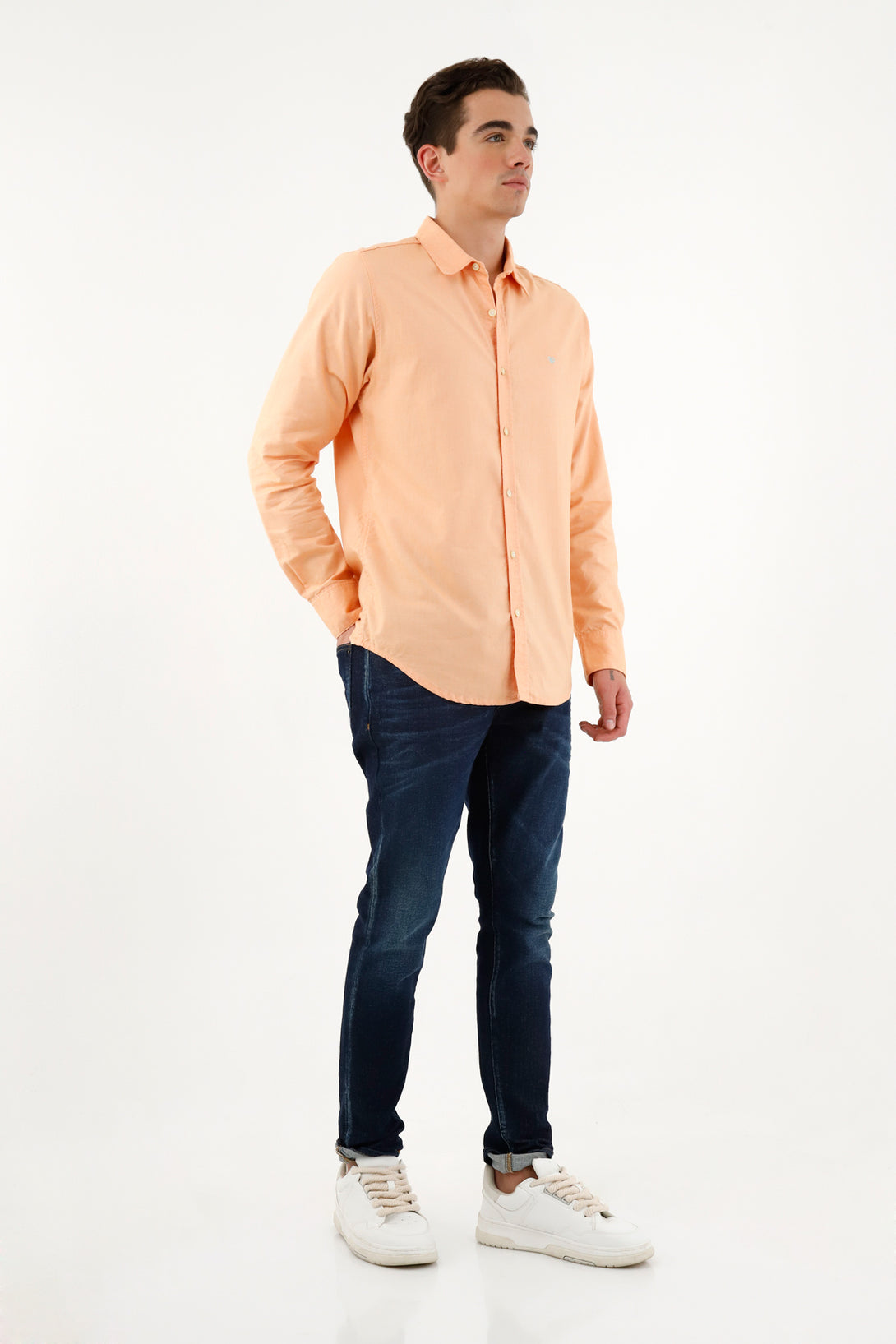 Camisa clásica naranja para hombre