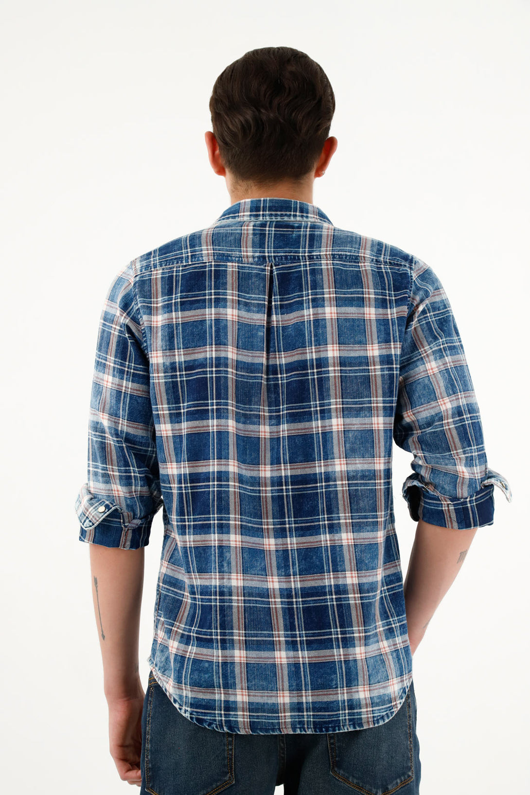 Camisa leñadora azul para hombre