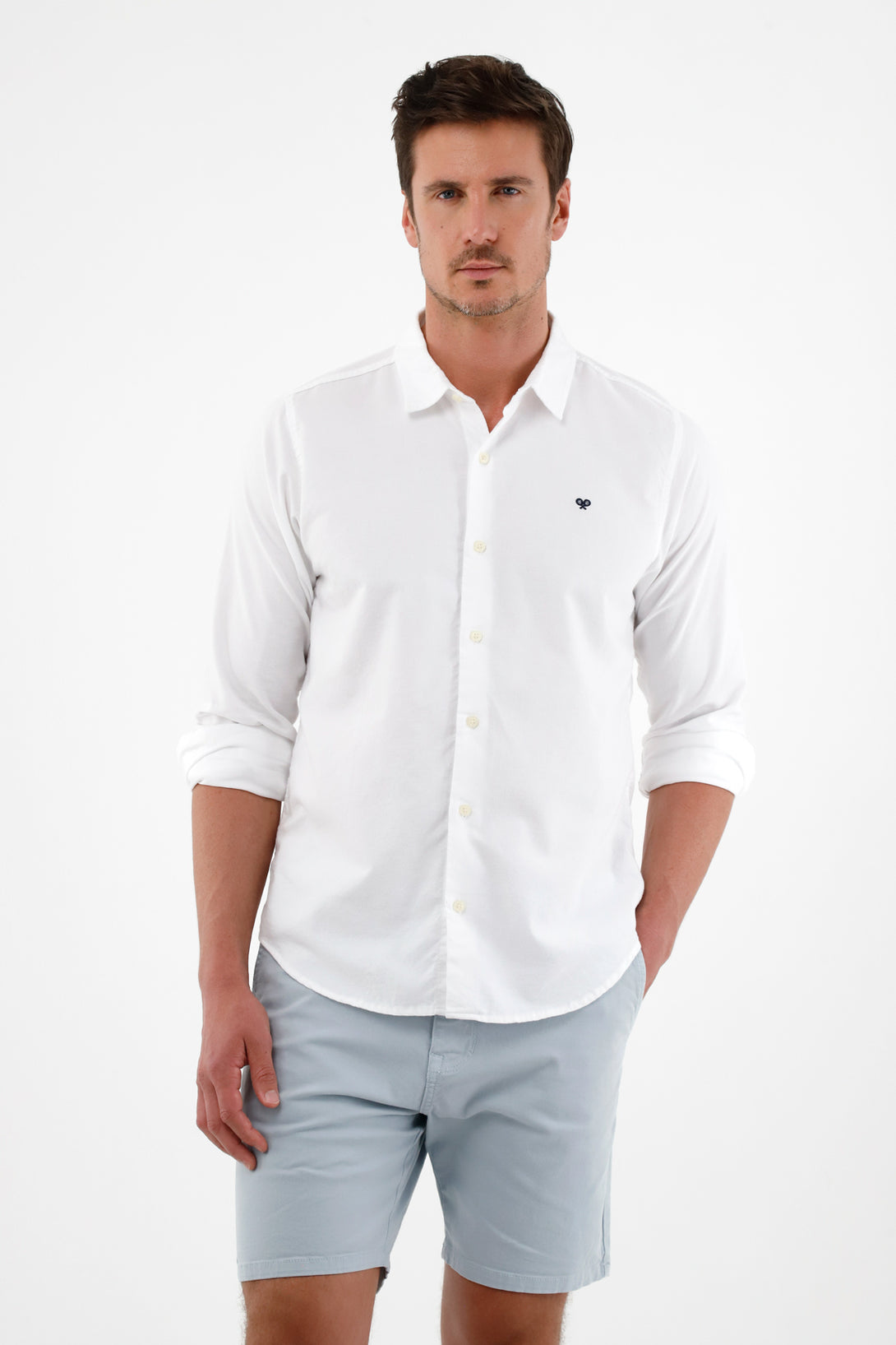 Camisa manga larga blanca para hombre