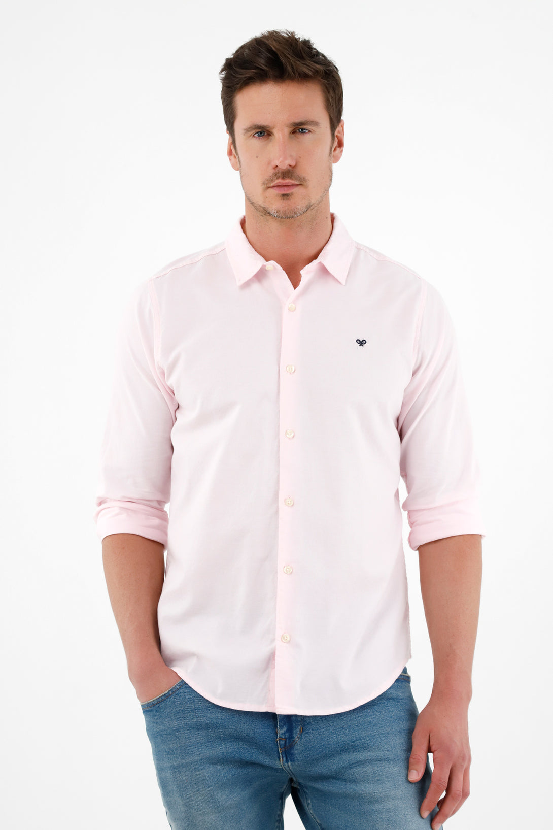 Men's Pink Long-Sleeve Shirt