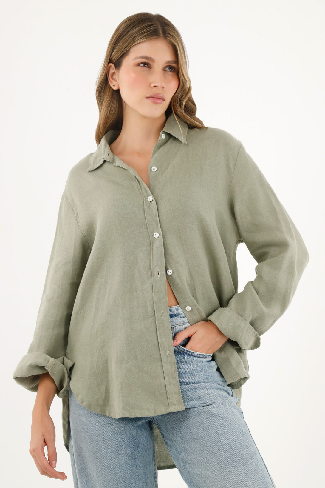 Women's Green Long Sleeve Shirt