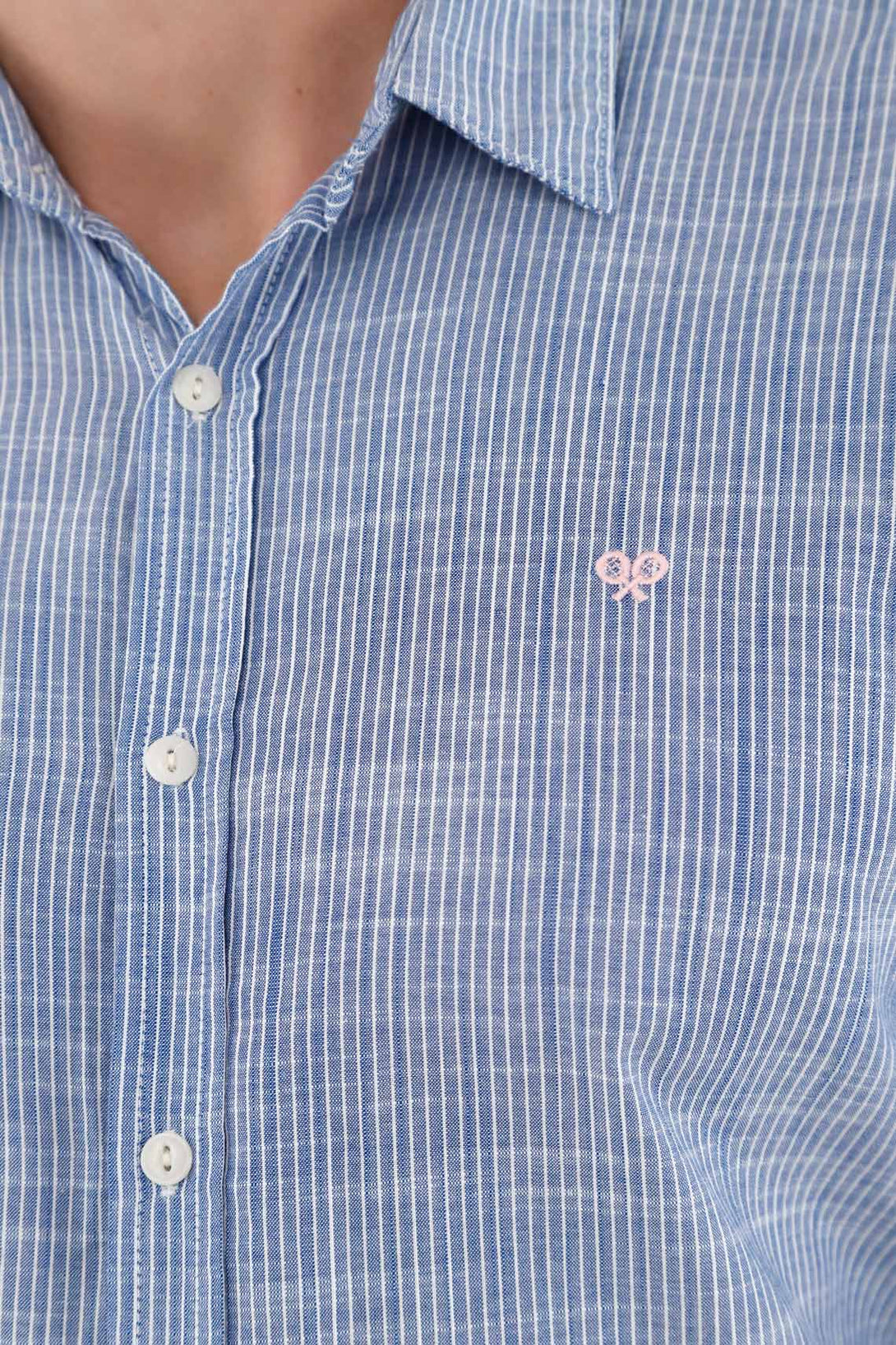 Men's Blue Mini Racket Embroidered Shirt